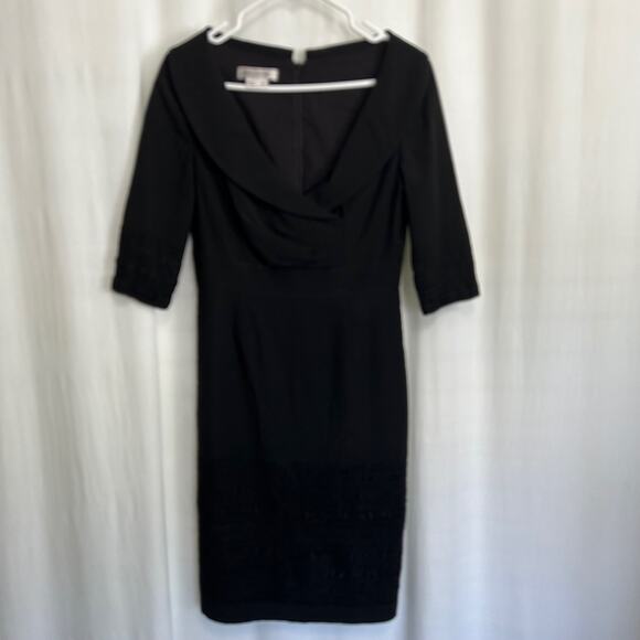 Kay Unger New York Black Sheath Cocktail Party Dress Size 8 - Picture 1 of 13